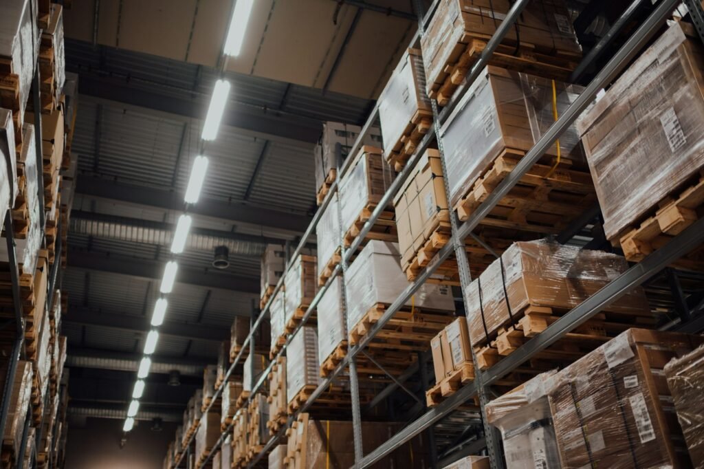 Packed orders on warehouse racking — ecommerce development and fulfilment